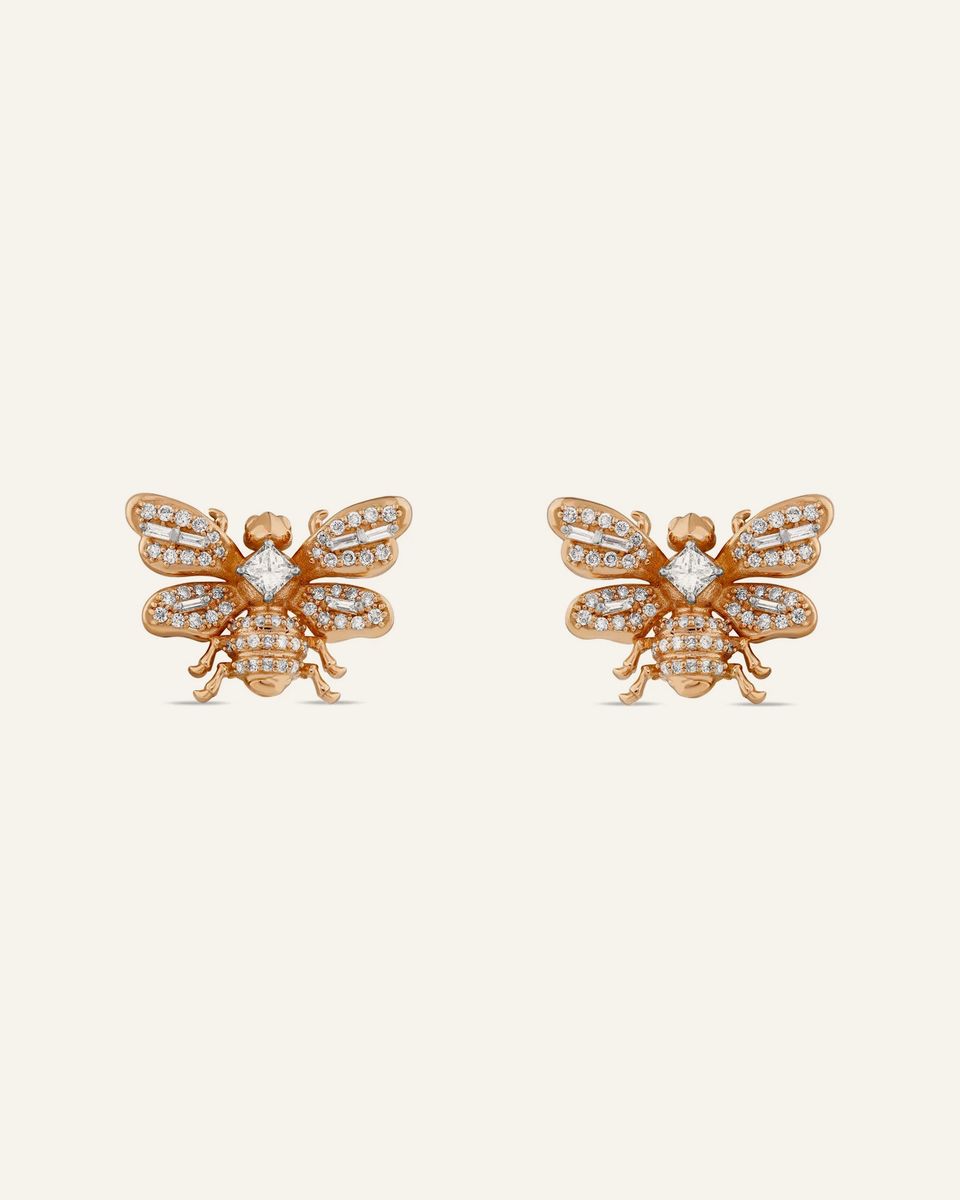 Bee Goddess Queen Bee Hania Pırlanta Küpe