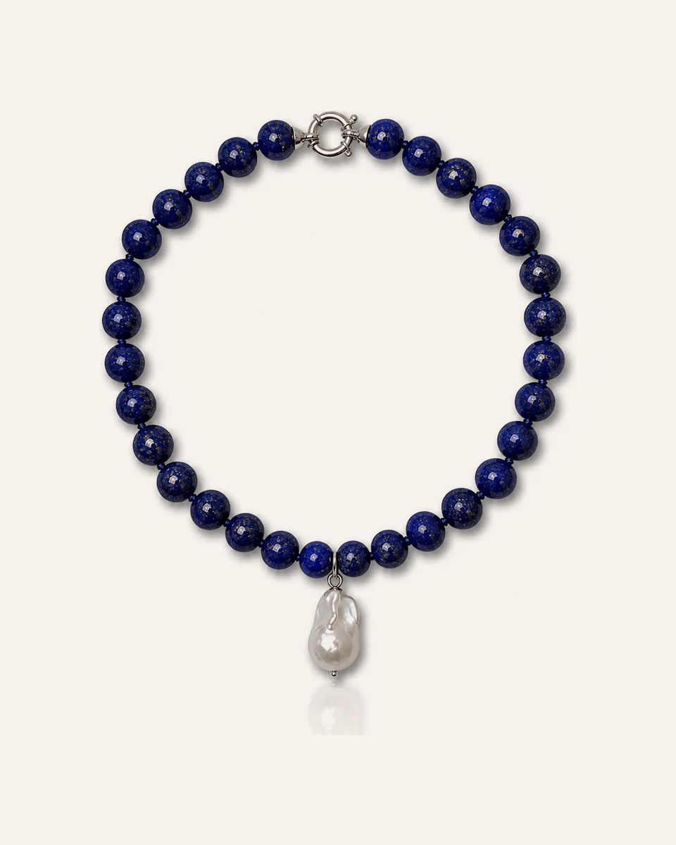 Foen Lapis Lazuli And Perla Barok Kolye