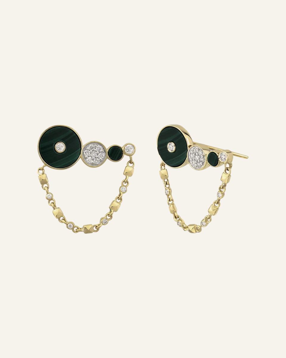 Rita Fine Jewelry Circular Malahit Küpe